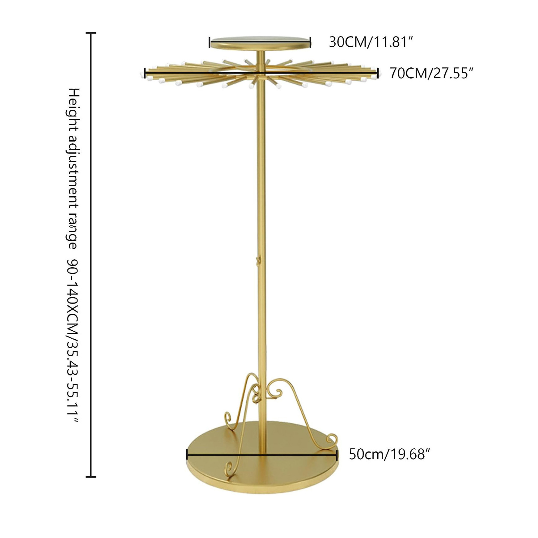 RUIMEI Scarf Display Rack Free Standing Metal Display Rack For Boutique Adjustable Scarf Holder With 36 Rods for shops, store