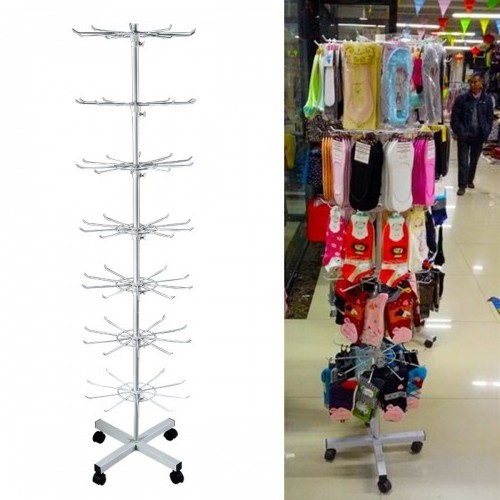 Hook Display Rack Metal Floor Standing 7 Tier Metal Spinning Hanging Display Rack Souvenir Rotating Display Rack