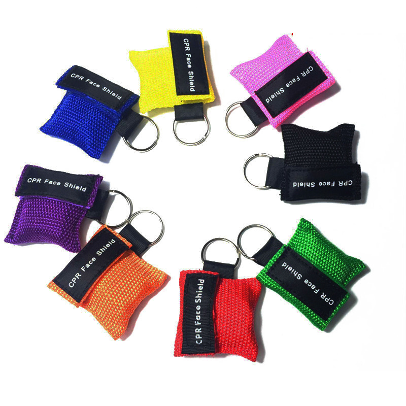 Personalized cpr keychain mask first aid rescue or aed training cpr mask rescue breathing mask kit one way valve