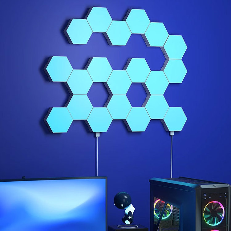 Remote Control Hexagonal Wall Colorful Light Modular Touch Sensitive Lights USB Power Creative Geometry Assembly LED Night Light