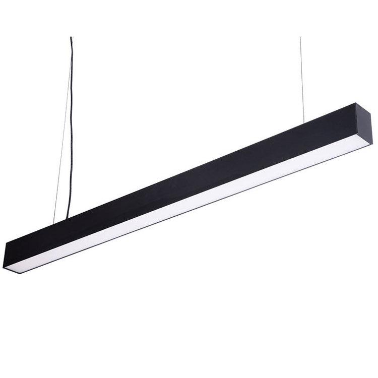 office linear light in ceiling Modern Long Strip Lamp with Adjustable Cord Suspension Hanging Lamp for Office Commercial Area