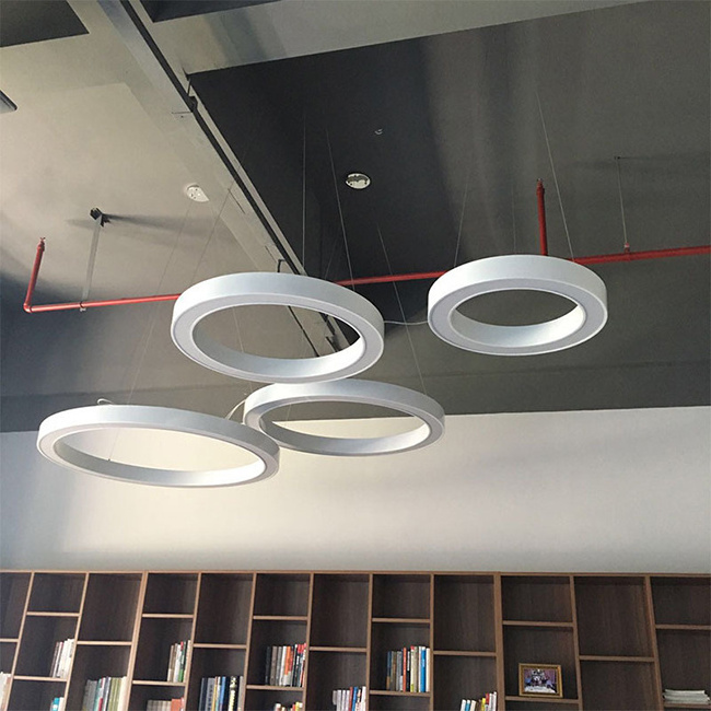 Modern shopping mall decoration ring black ceiling lamp diameter 600mm LED round pendant light