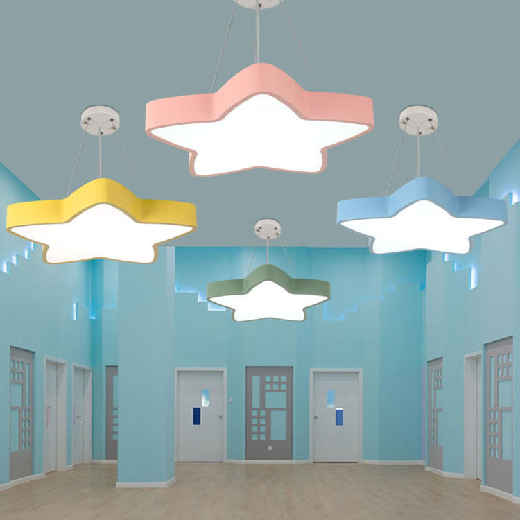 Pink children's room ceiling light girls bedroom light led kindergarten classroom starfish pendant light