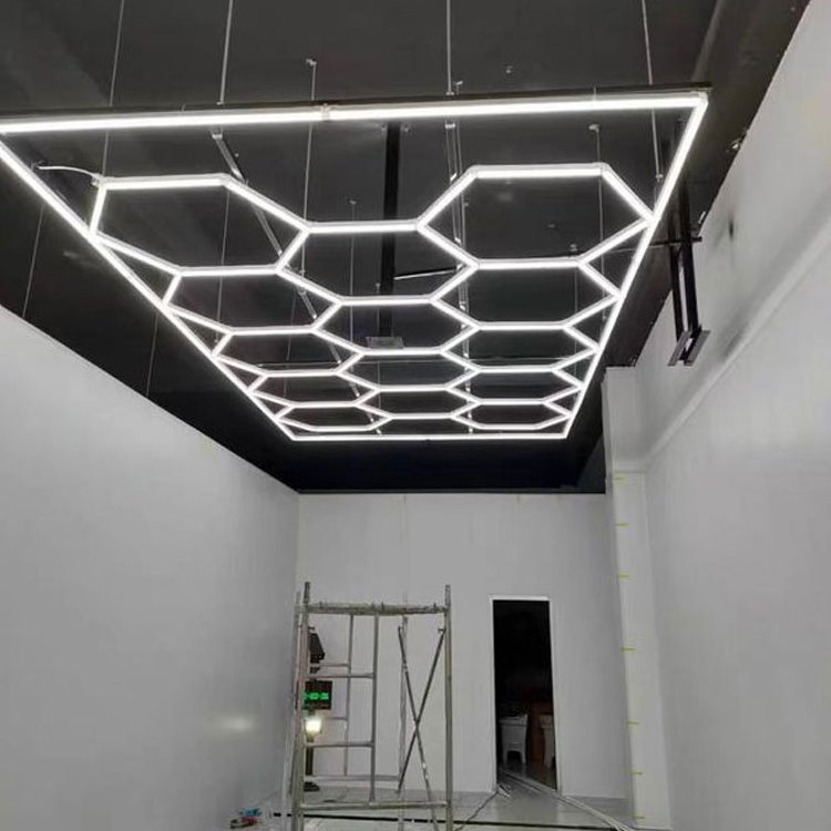 2400*4800MM Hexagon Detailing Workshop Ceiling Led Lights For Car Shop And Garage honeycomb lights hexagonal led light