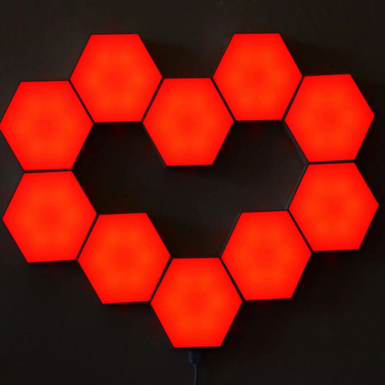 DIY Hexagon Wall lamp Quantum Modular Touch Sensitive Creative Geometry Assembly RGB LED Hexagonal Light for Living Room