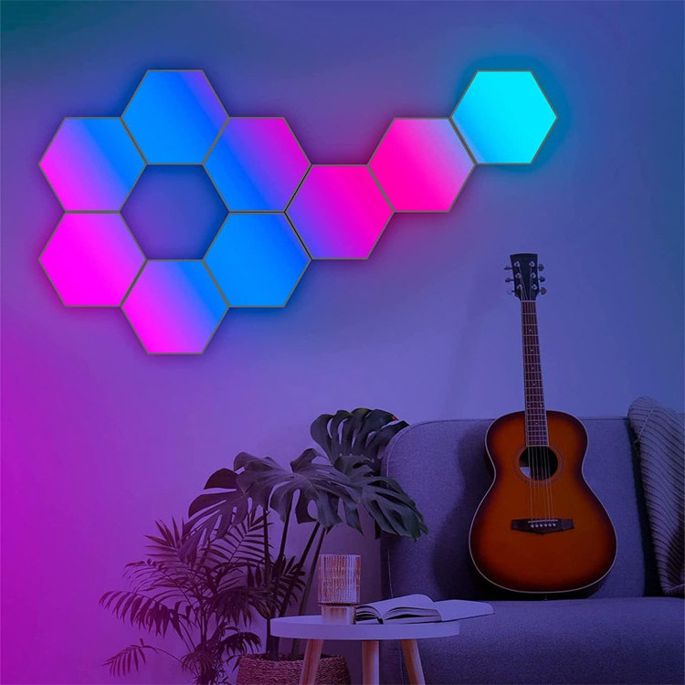 Creative Smart Removable Wall Lamp Quantum Modular Touch Hexagon Geometry Splicing Seven Colors Hex Honeycomb Led Light