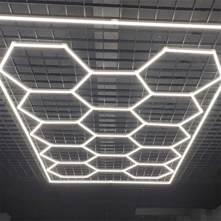 Garage Hexagrid Led Light 110V-240V for Auto Detailing Honeycomb Hexagon Ceiling Lamp for Car Wash Beauty Station 4.8X2.4M 3X6M