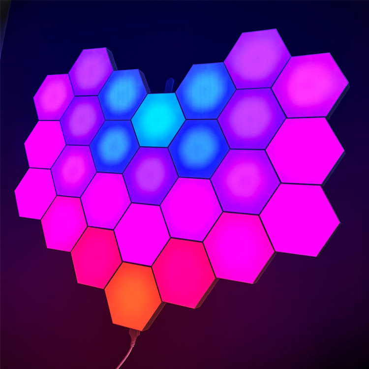 Rgb light led hexagonal lamps modular sensitive Removable Quantum Modular Touch Honeycomb USB Smart Hexagon Led Panel Light