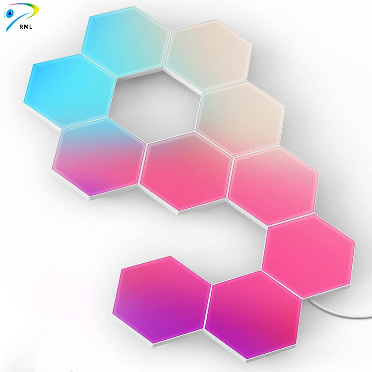 Remote Control Hexagonal Wall Colorful Light Modular Touch Sensitive Lights USB Power Creative Geometry Assembly LED Night Light