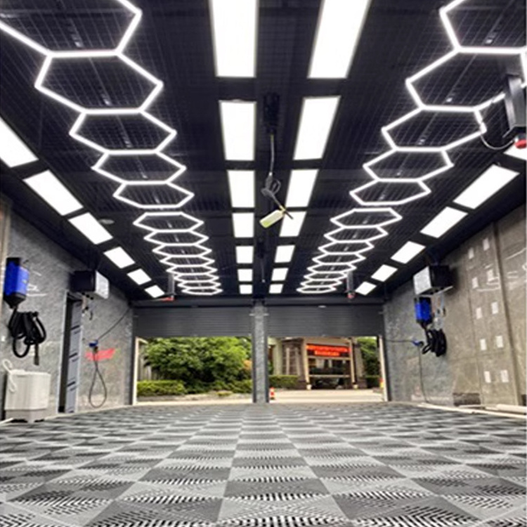 Hexagonal Led Light Honeycomb Grid Garage Lamp Hexagon Ceiling Lights For Auto Detailing Shop