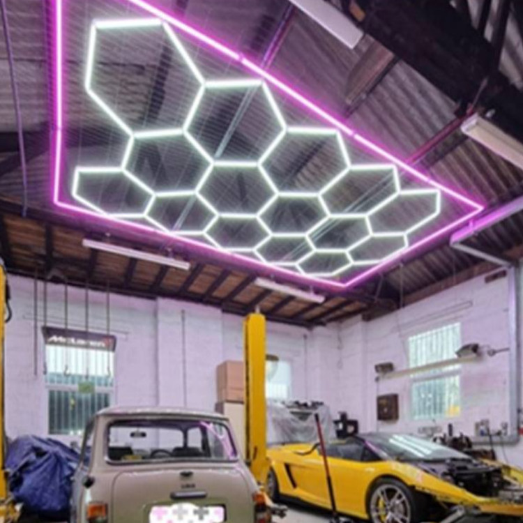 Car Workshop Honeycomb Light Geometric Design DIY High Lightness Hexagonal Garage Work Light Hexagon Led Light