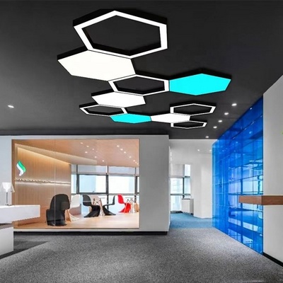 Commerce Hexagon LED Hanging lights  Modern 800mm Indoor Lighting Office Chandeliers led linear Pendant Light