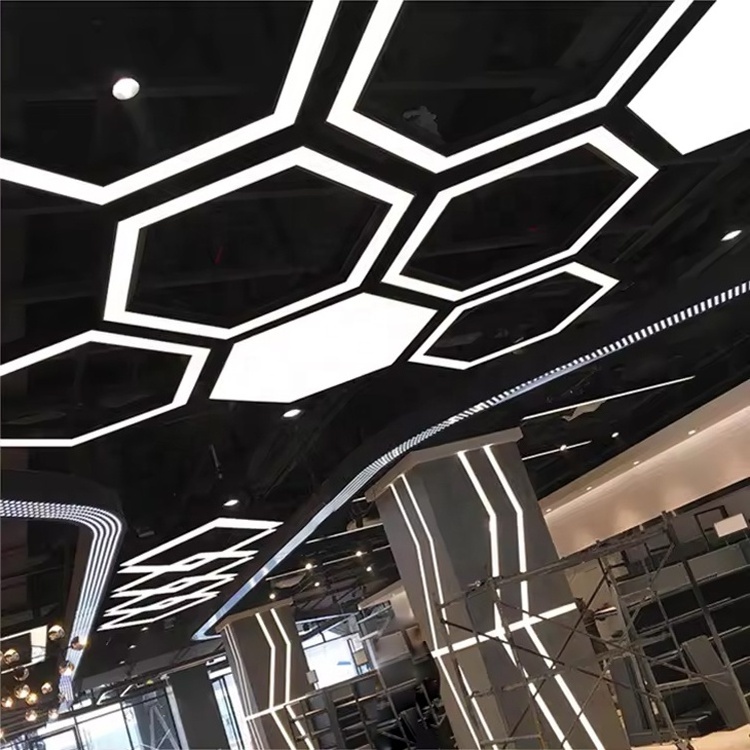 Commerce Hexagon LED Hanging lights  Modern 800mm Indoor Lighting Office Chandeliers led linear Pendant Light