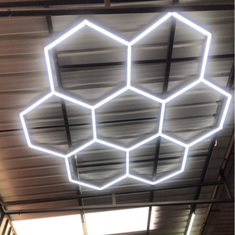 Hexagon detailing workshop ceiling led lights for ca Hexagonal LED Garage Honeycomb led Light