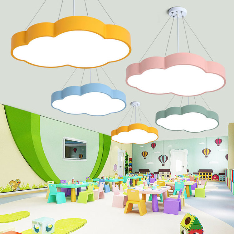 Creative Ceiling Hanging Lamp Chandelier LED white cloud pendant light For Kindergarten classroom shopping mall