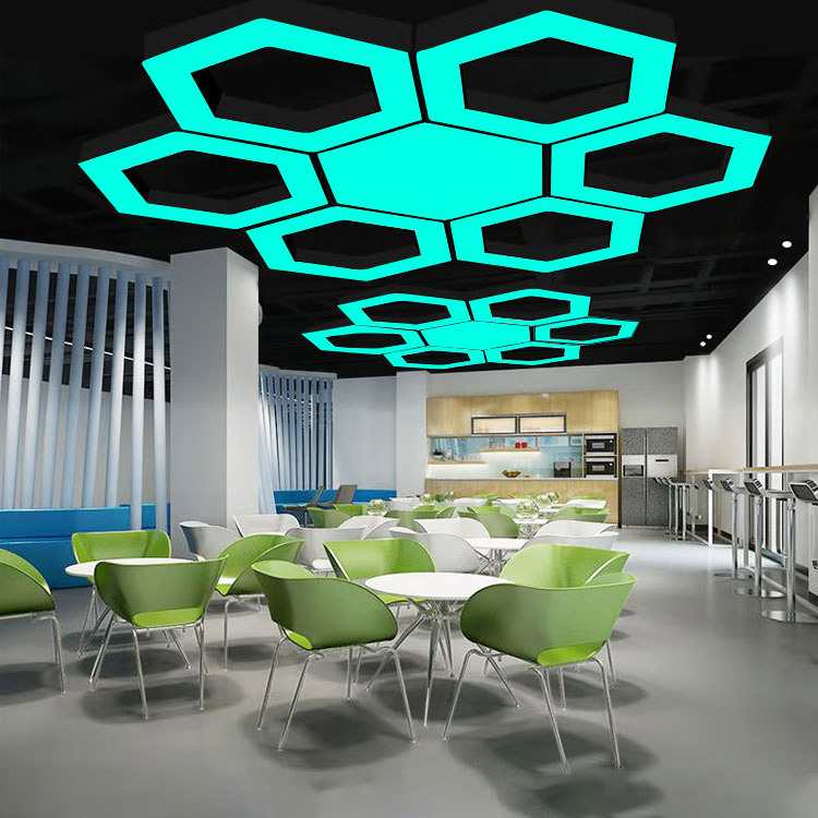 Rgb Hexagon LED Hanging lamp Commerce Indoor Modern 800mm  Lighting Studio Office Chandeliers Hexagonal Pendant Light