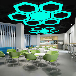 Rgb Hexagon LED Hanging lamp Commerce Indoor Modern 800mm  Lighting Studio Office Chandeliers Hexagonal Pendant Light