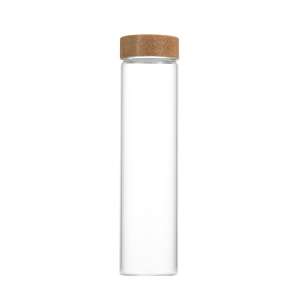 high borosilicate glass supplement food medicine bottle with bamboo lid