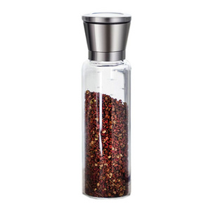 Large Capacity 200ml 300ml 500ml Manual Customized Cylindrical Pepper Salt Spice Glass Grinder