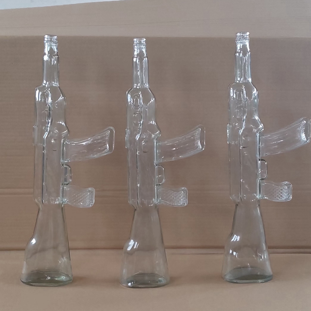 750ml 75cl clear AK47 gun shaped glass wine vodka whiskey bottles in stock