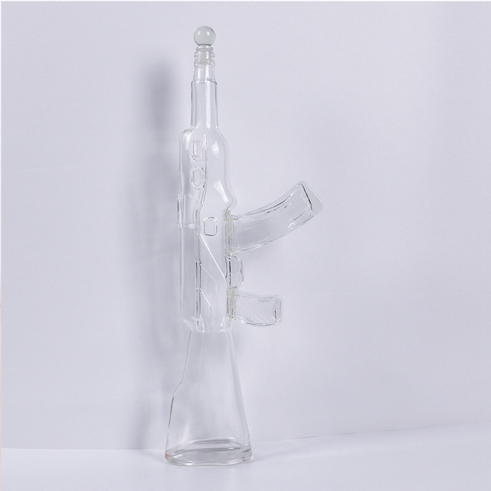 750ml 75cl clear AK47 gun shaped glass wine vodka whiskey bottles in stock