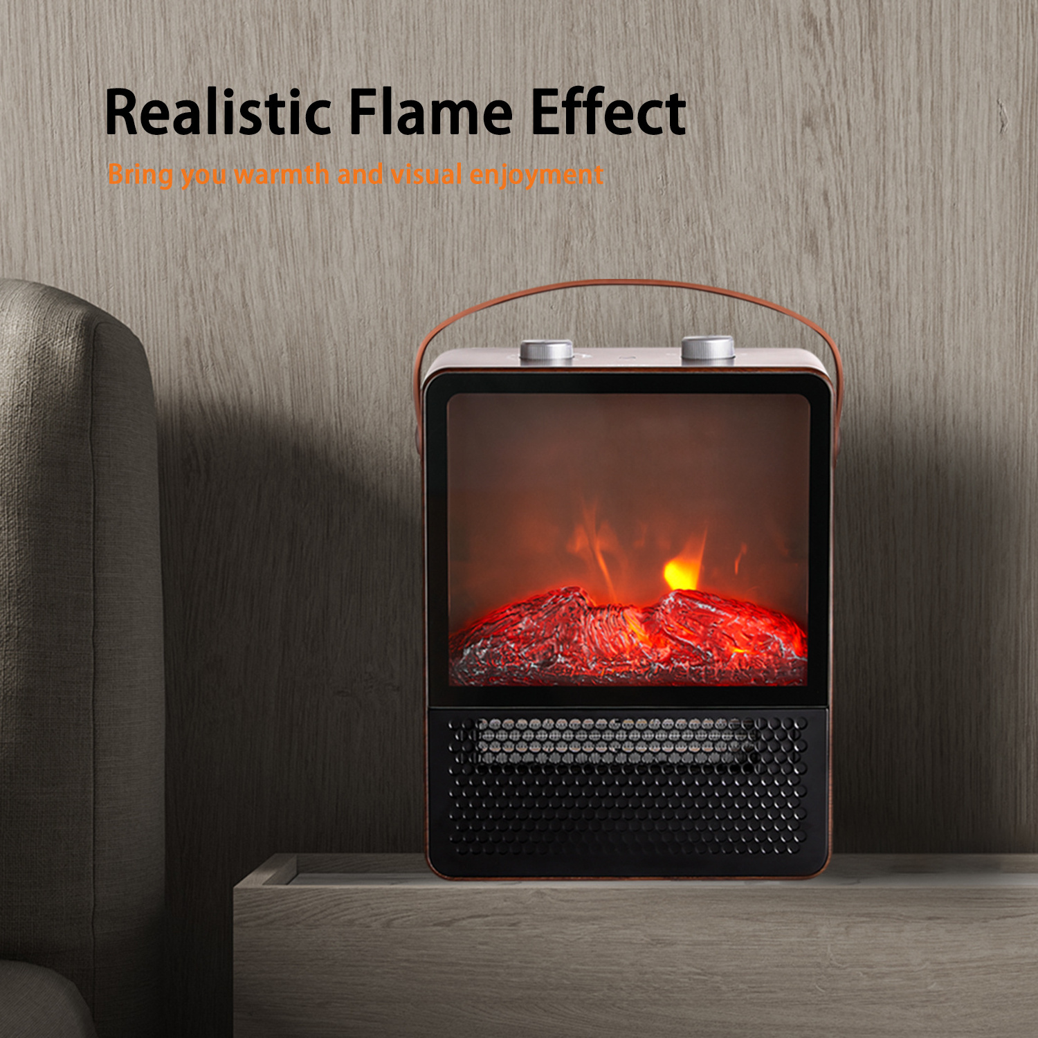 1500W 850W 3D Portable Free Standing Bedroom Space Heating Stove Heater Electric Fire Place Fireplace with Thermostat Control