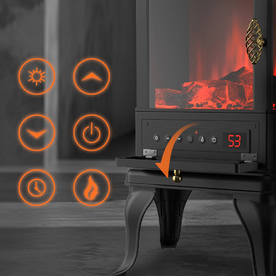 1500W 1000W 3 Element 3D Top Indoor Freestanding Portable Space Electric Infrared Stove Fireplace Fire Place Heater for TV Stand