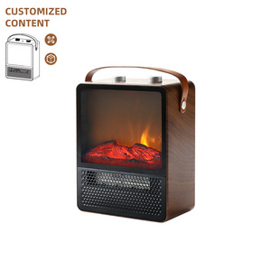 Fast Heating Small Indoor Portable Freestanding Mini Space Heater Electric Stove Fire Place Fireplace with Power Indicator Light