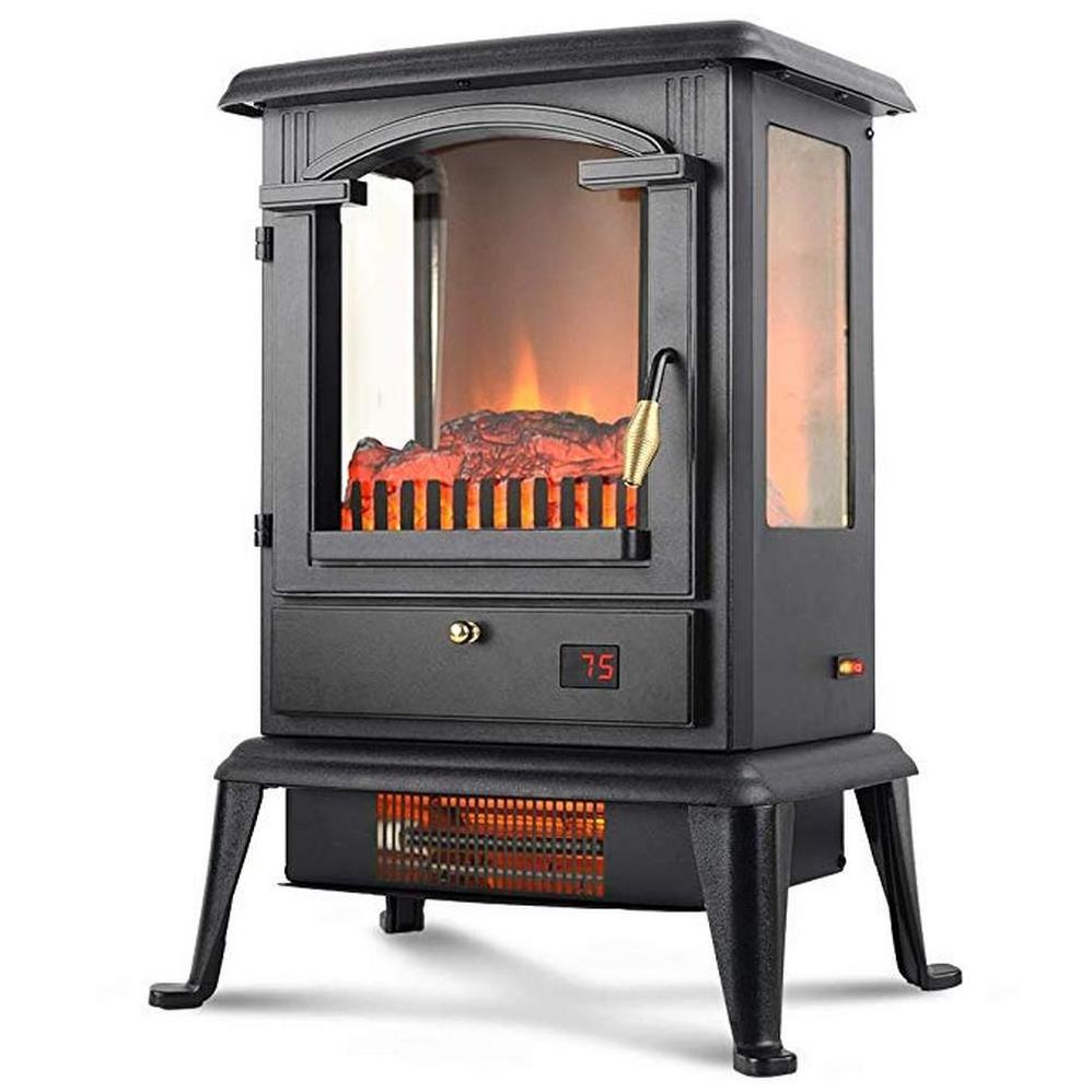 Oscillating Infrared Quartz Fireplace Space Heater and Humidifier Portable Heater with Adjustable Thermostat and Remote Control