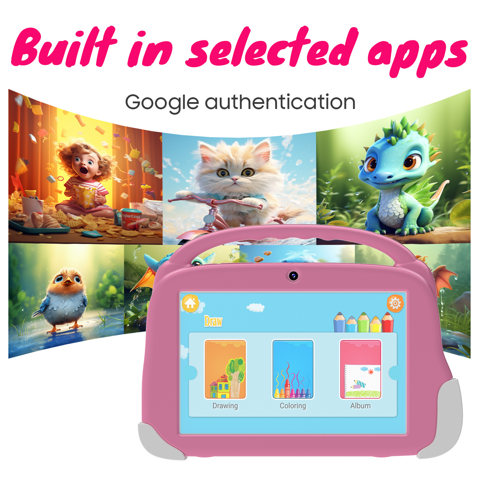 2023 New 8-Inch Android 12 Tablet for Kids 2GB RAM 32GB ROM Educational PC with Silicon Case Allwinner Processor