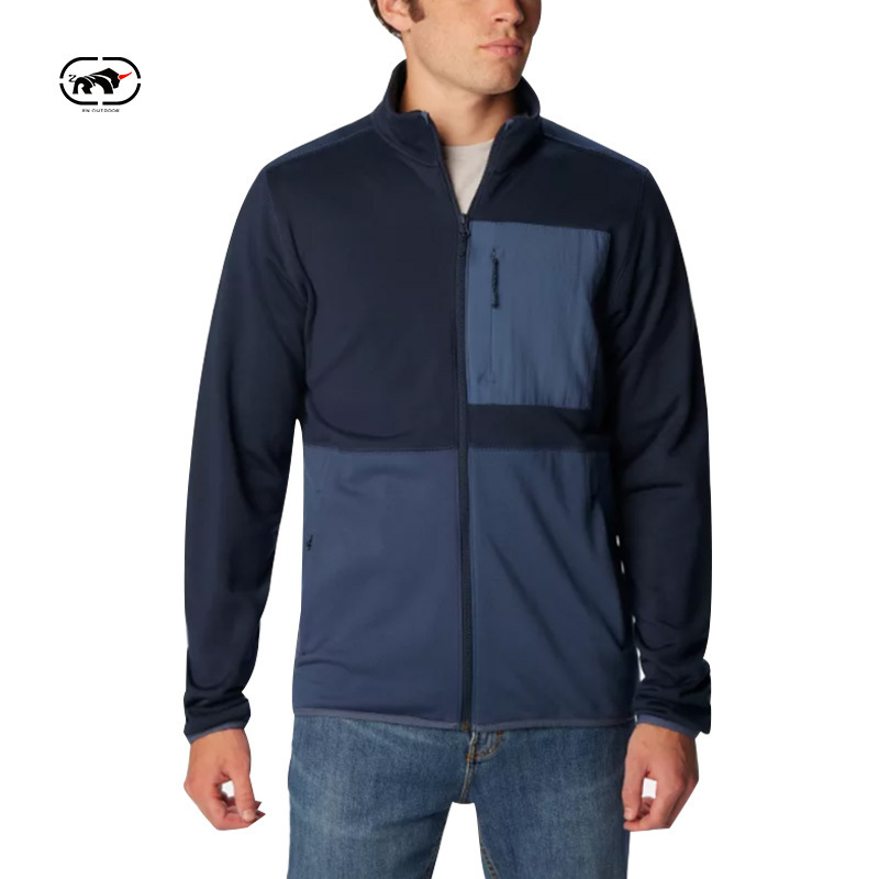 Custom Popular Winter Outdoor Zip Up Fleece Jackets Splicing Sherpa Fleece Jackets for Men