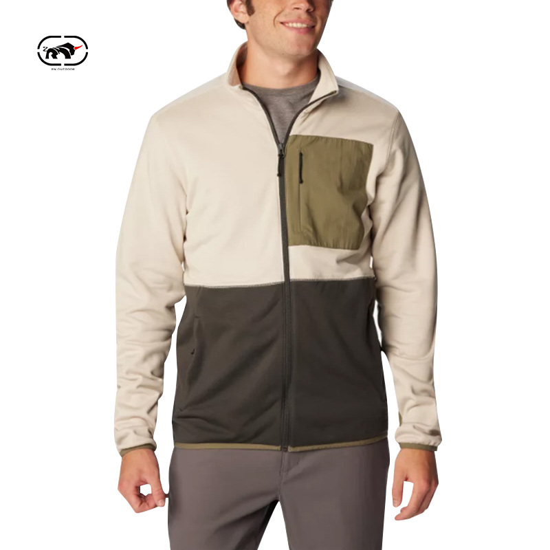 Custom Popular Winter Outdoor Zip Up Fleece Jackets Splicing Sherpa Fleece Jackets for Men