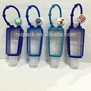 2015 new design plastic hand sanitizer bottle, cute silicon hand gel bottle holder, empty PET hand sanitizer bottle