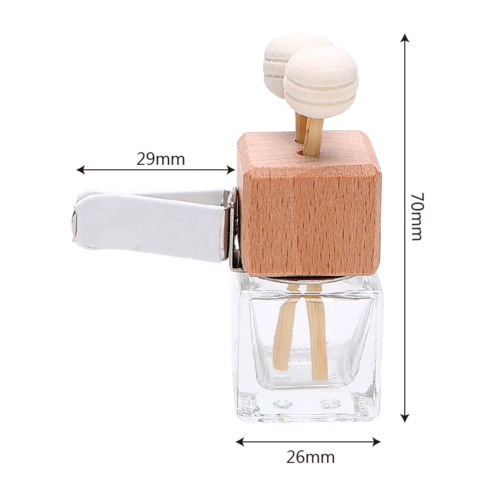 Empty Glass Car Air Freshener Perfume Bottle Fragrance Waterproof Car Diffuser Bottle With Clip botella de difusor