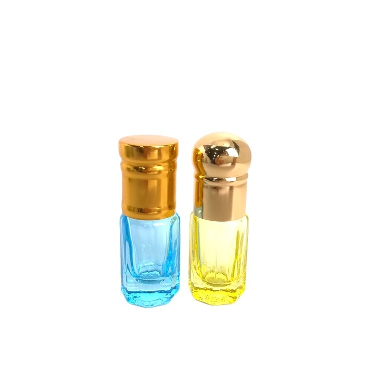 RUIPACK 3ml empty essential oil perfume bottle roller on with metal cap octagon attar glass bottles