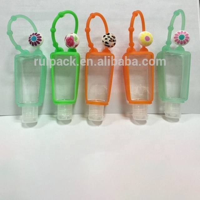 2015 new design plastic hand sanitizer bottle, cute silicon hand gel bottle holder, empty PET hand sanitizer bottle