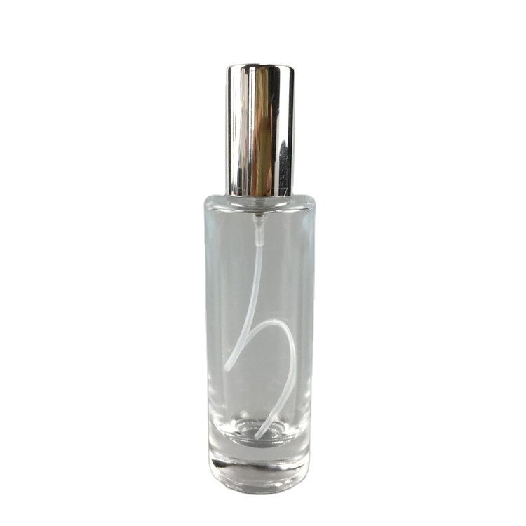 Wholesale stock glass perfume bottle 30ml cylindrical clear glass perfume bottle 18mm neck size