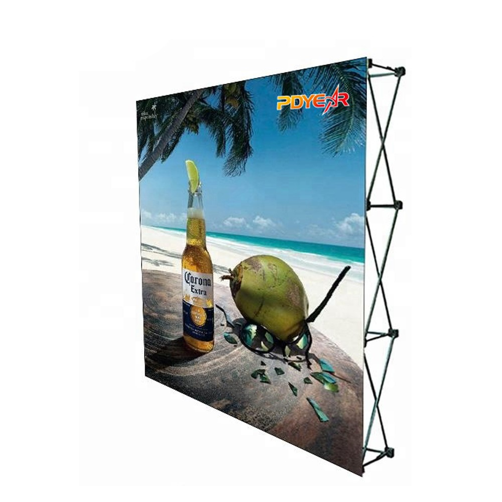 Pop up Exhibition Portable trade show fabric display printed display racks pop up back wall booth banner stands 	 display stand