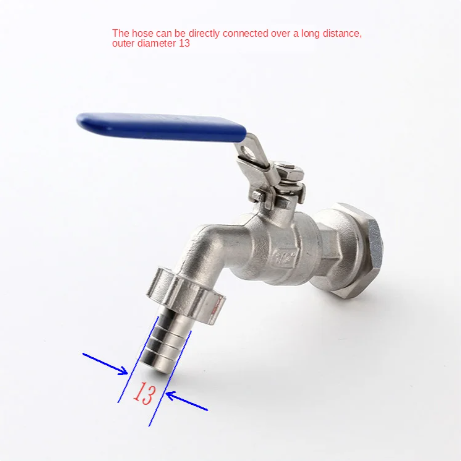 Stainless steel ball valve - 1/2 inch faucet without welded through plate