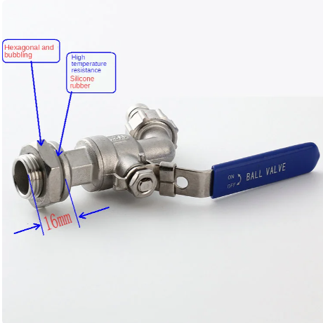 Stainless steel ball valve - 1/2 inch faucet without welded through plate