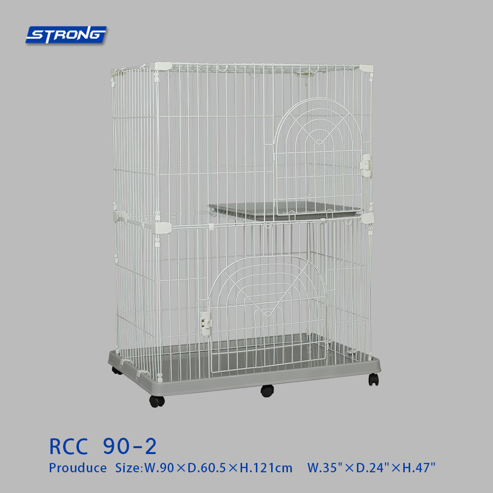 Durable Square Folding Welded Steel Cat Cage Cat Villa 2 Layers Cat Cage RCC90-2