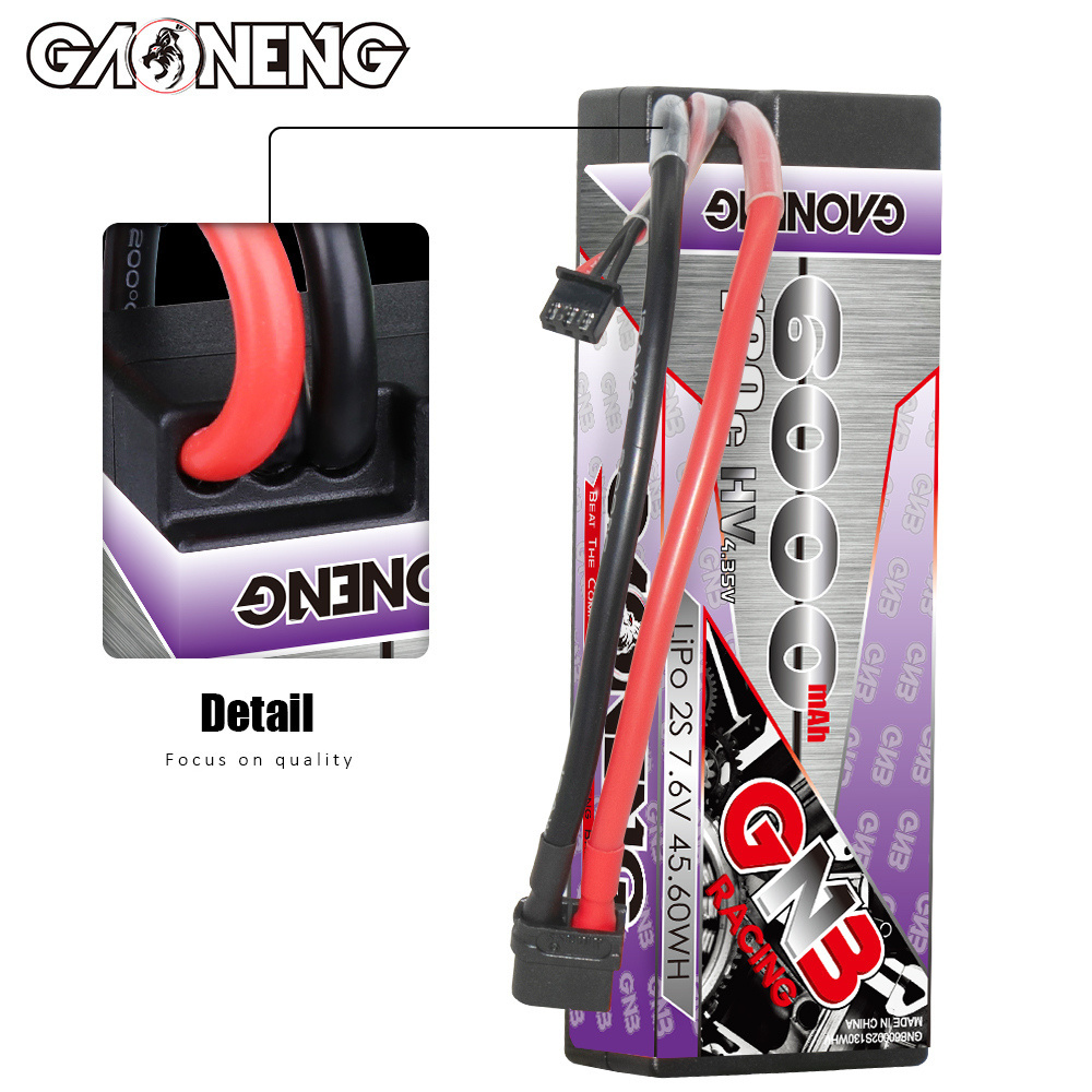 GNB GAONENG 6000MAH 2S HV 7.6V 130C RC LiPo Battery XT60 Cabled Hard Case  1:10 1/10 RC Racing Car Boat