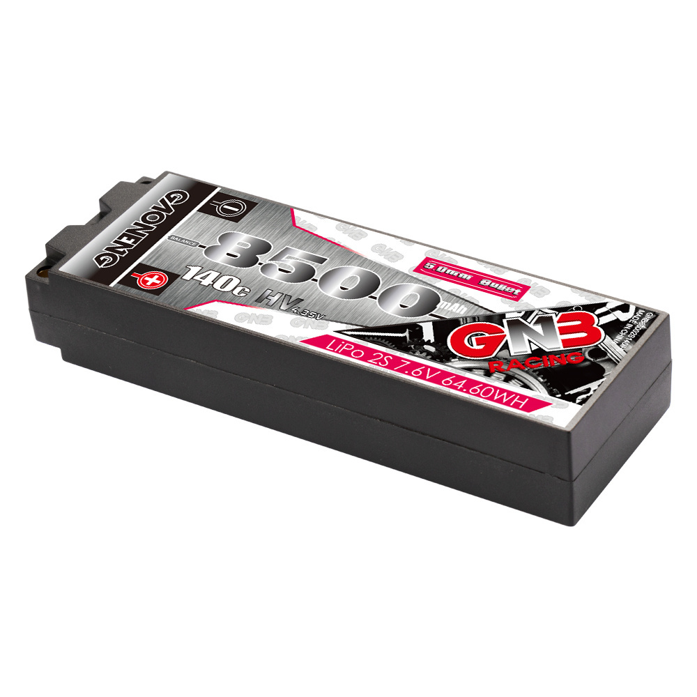 GNB GAONENG 8500MAH 2S HV 7.6V 140C RC LiPo Battery Racing Car Hard Case 5mm 5.0mm bullet 1:10 1/10 scale LiHV High Voltage