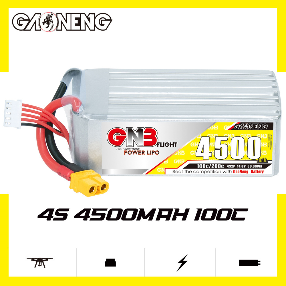 News GAONENG GNB 4500mAh 4S 14.8V 100C 200C XT60 RC LiPo Battery for Car Boat Drone RC Hobbies FPV Helicopter Quadcopter Quads