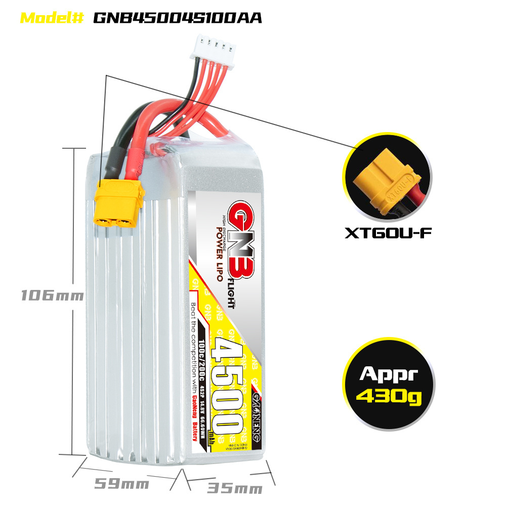 News GAONENG GNB 4500mAh 4S 14.8V 100C 200C XT60 RC LiPo Battery for Car Boat Drone RC Hobbies FPV Helicopter Quadcopter Quads