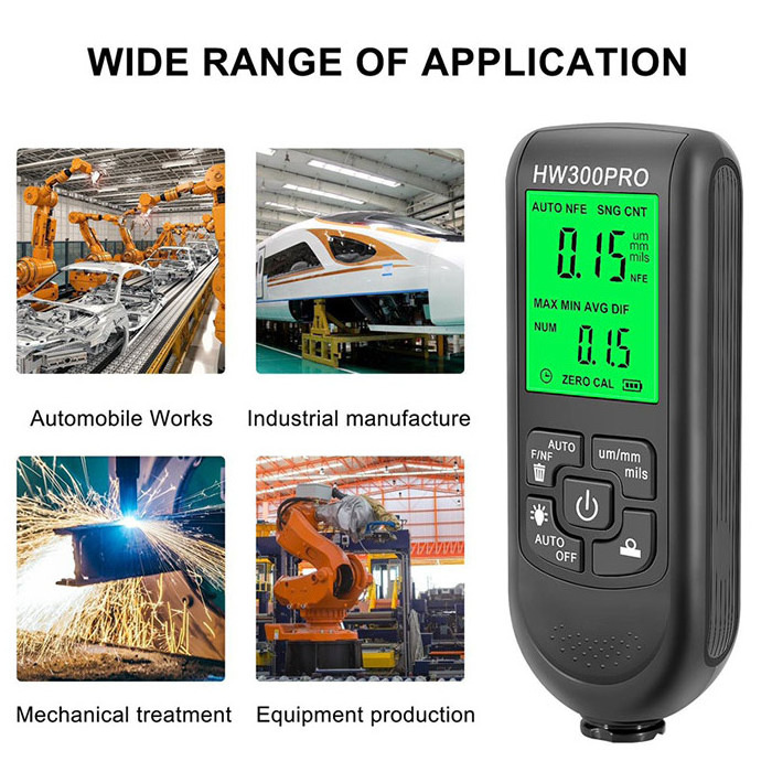 HW-300PRO Car Paint Film Automatic Thickness Gauge M Fe & NFe Coating Thickness Tester Manual Automotive Paint Tool