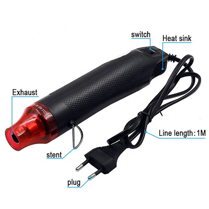 220V Home DIY Multi Purpose Heat Tool Soft Ceramic Hot Air Gun 300W temperature Gun with supporting seat Shrink Plastic DIY