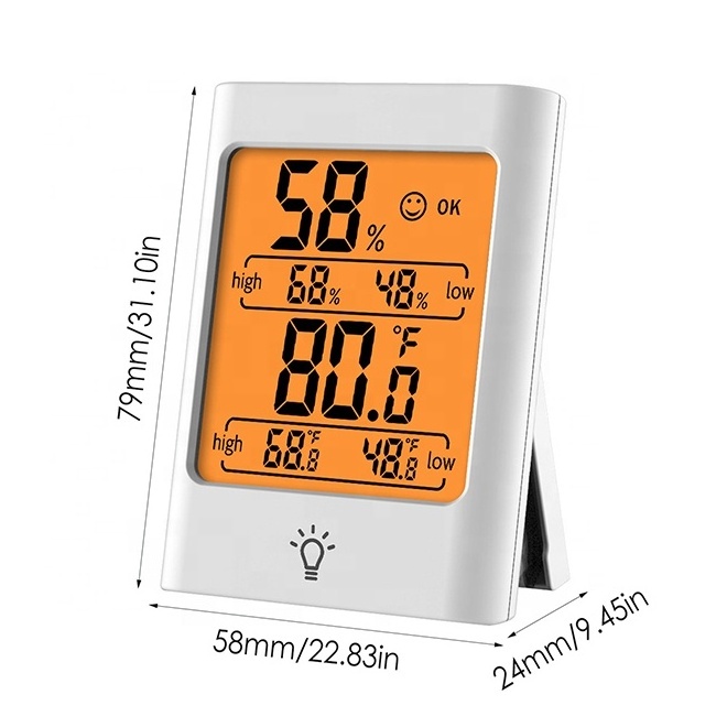 MC30 English Version Electronic Digital Display Digital Temperature And Humidity Meter High Precision Touch-type Hygrometer ABS