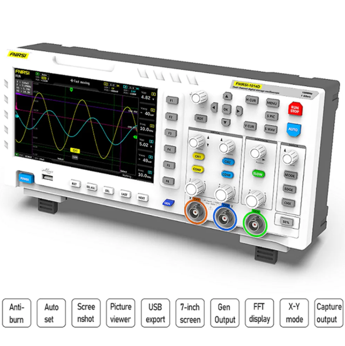 1014D Portable Digital Oscilloscope 2 In 1 Dual Channel Input Signal Generator Desktop Oscilloscope 1GSa/s Sampling Rate