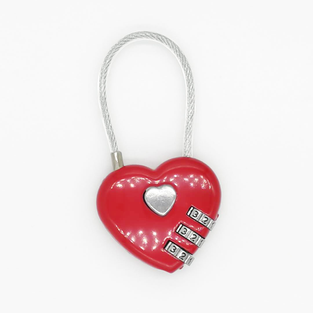 Lock factory wholesale pink heart-shaped wire rope portable combination lock school bag backpack mini love lock